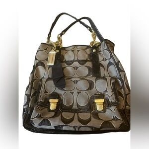 Coach Poppy Lurex Signature Tote, Shoulder Bag, Satchel w/ Dbl Handles, No 18355